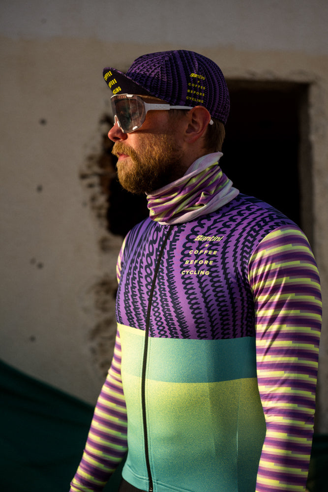 Coffee Before Cycling x Santini Purple Rocket Neckwarmer