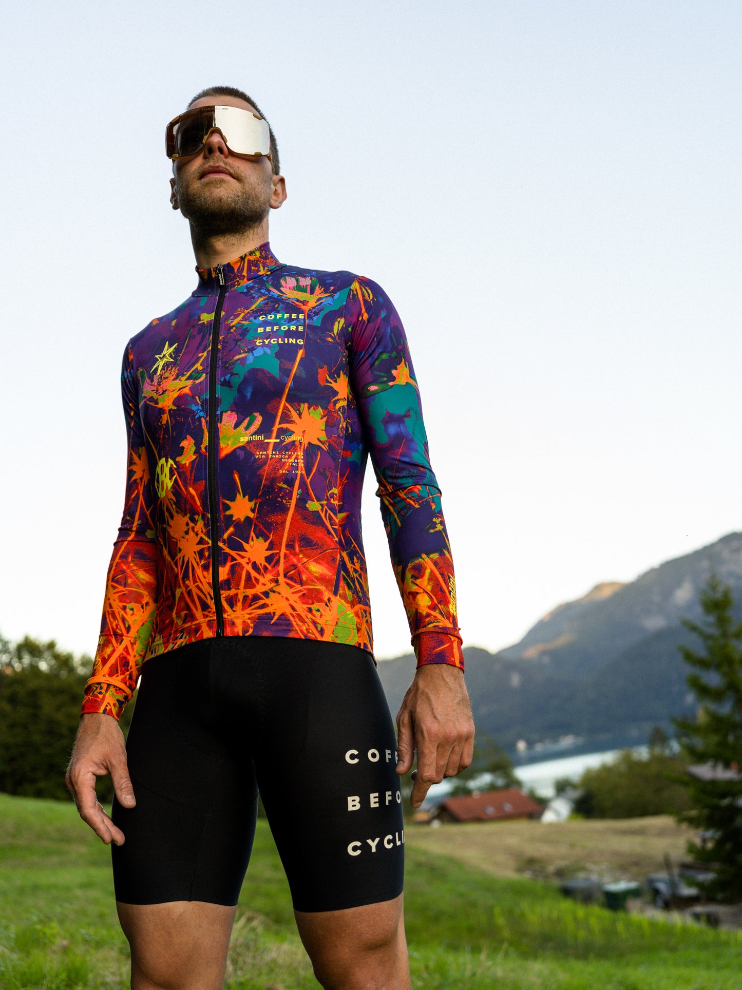 Coffee Before Cycling x Santini Fireworks Unisex Longsleeve Cycling Jersey