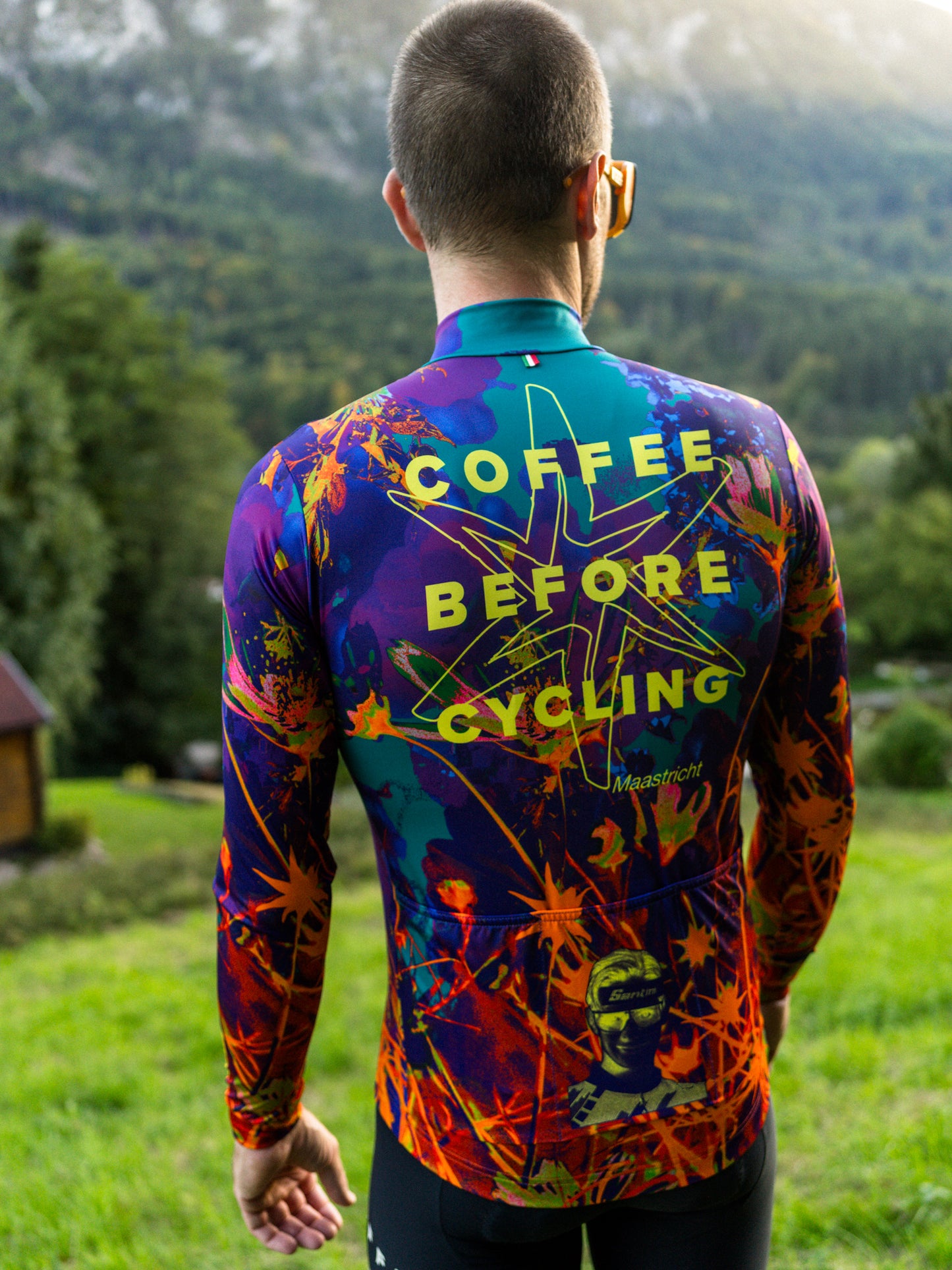 Coffee Before Cycling x Santini Fireworks Unisex Longsleeve Cycling Jersey
