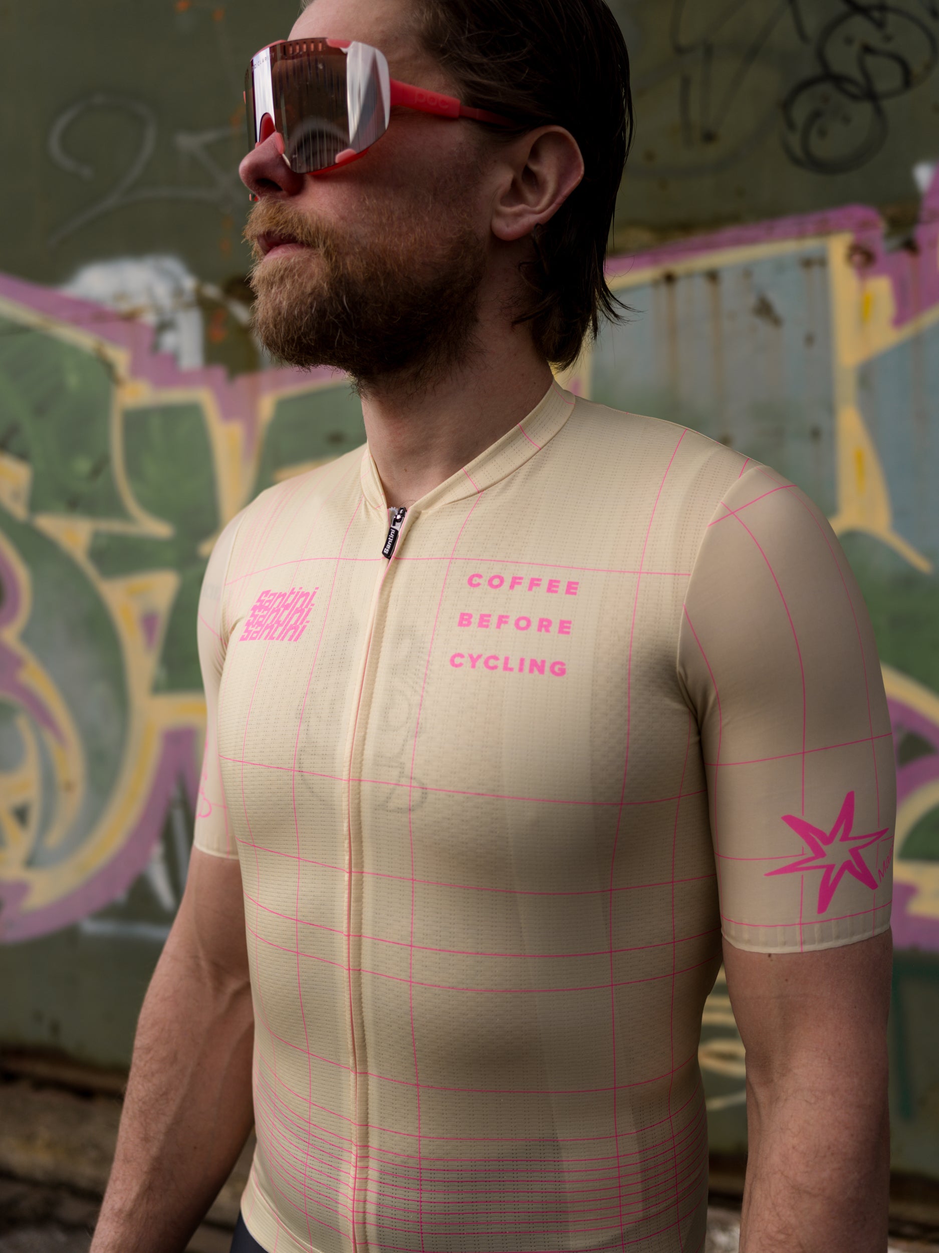 Santini サイクルジャケット ピンク Paul Smith コラボ Coffee Before Cycling x Santini Mosa Trajectum Unisex Cycling Jersey