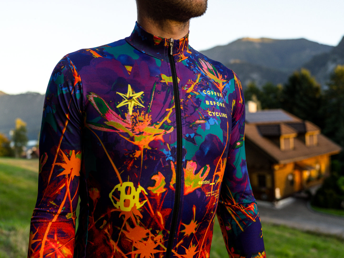 Coffee Before Cycling x Santini Fireworks Unisex Longsleeve Cycling Jersey