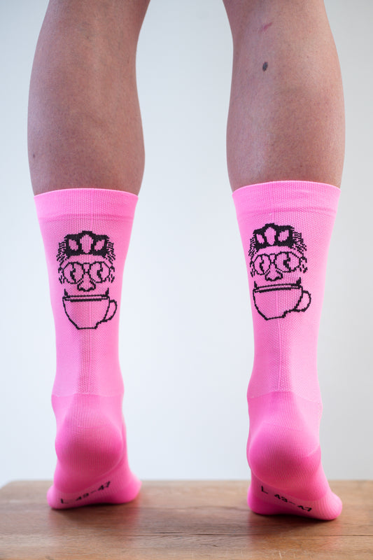 Coffee before Cycling - Classic Cycling Socks Fluo Pink