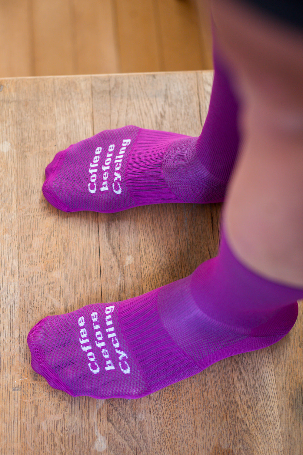 Coffee before Cycling - Classic Cycling Socks Purple