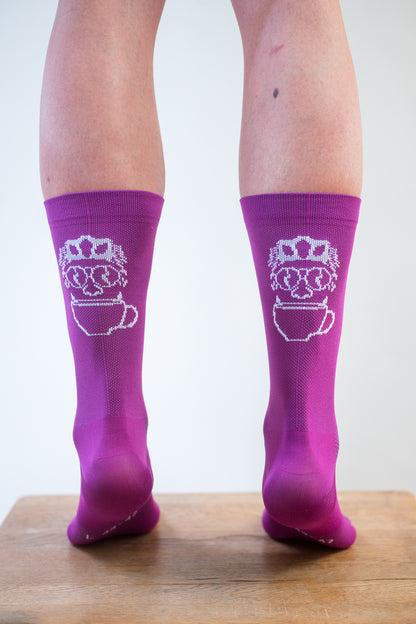 Coffee before Cycling - Classic Cycling Socks Purple