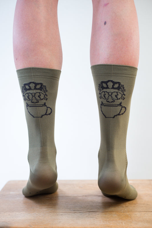 Coffee before Cycling - Classic Cycling Socks Military Green