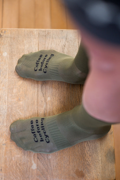 Coffee before Cycling - Classic Cycling Socks Military Green