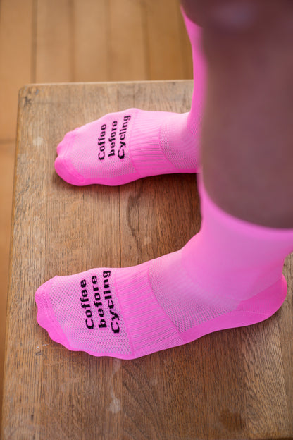 Coffee before Cycling - Classic Cycling Socks Fluo Pink