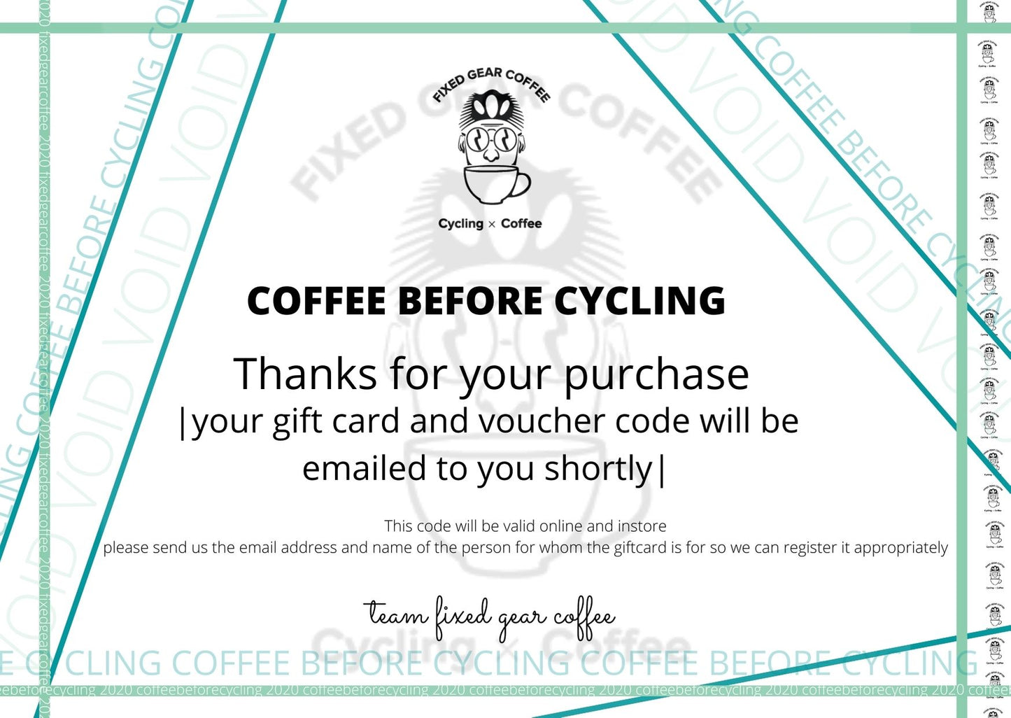Gift Card Coffee Before Cycling